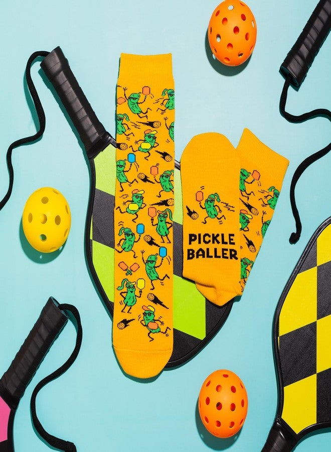 Lavley Funny Pickleball Socks for Adults - Colorful Novelty Gifts for Men, Women, & Teens - Crew Length, One Size Fits Most (US, Alpha, One Size, Regular, Regular, Pickleballer) - Image 2
